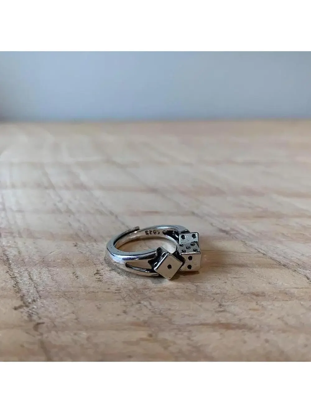 Y2K Grunge Vintage Style Silver Multi Dice Ring